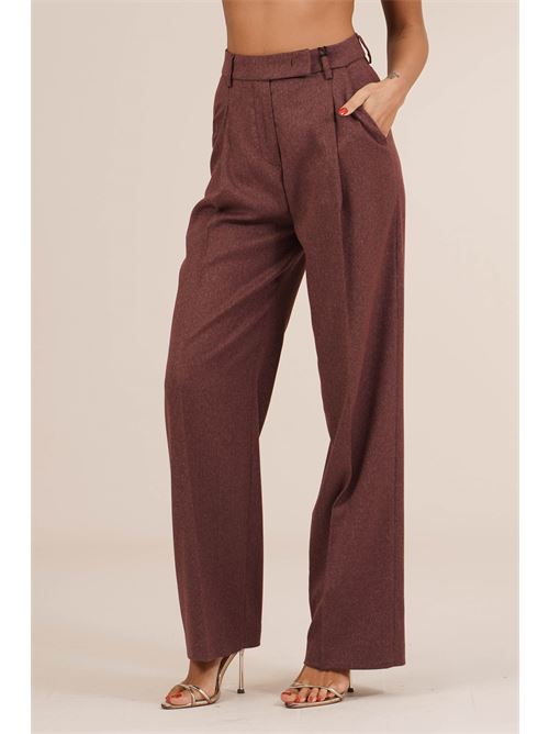 Pantalone palazzo con pinces bordeaux The First | 577 BELGRADOBORDEAUX